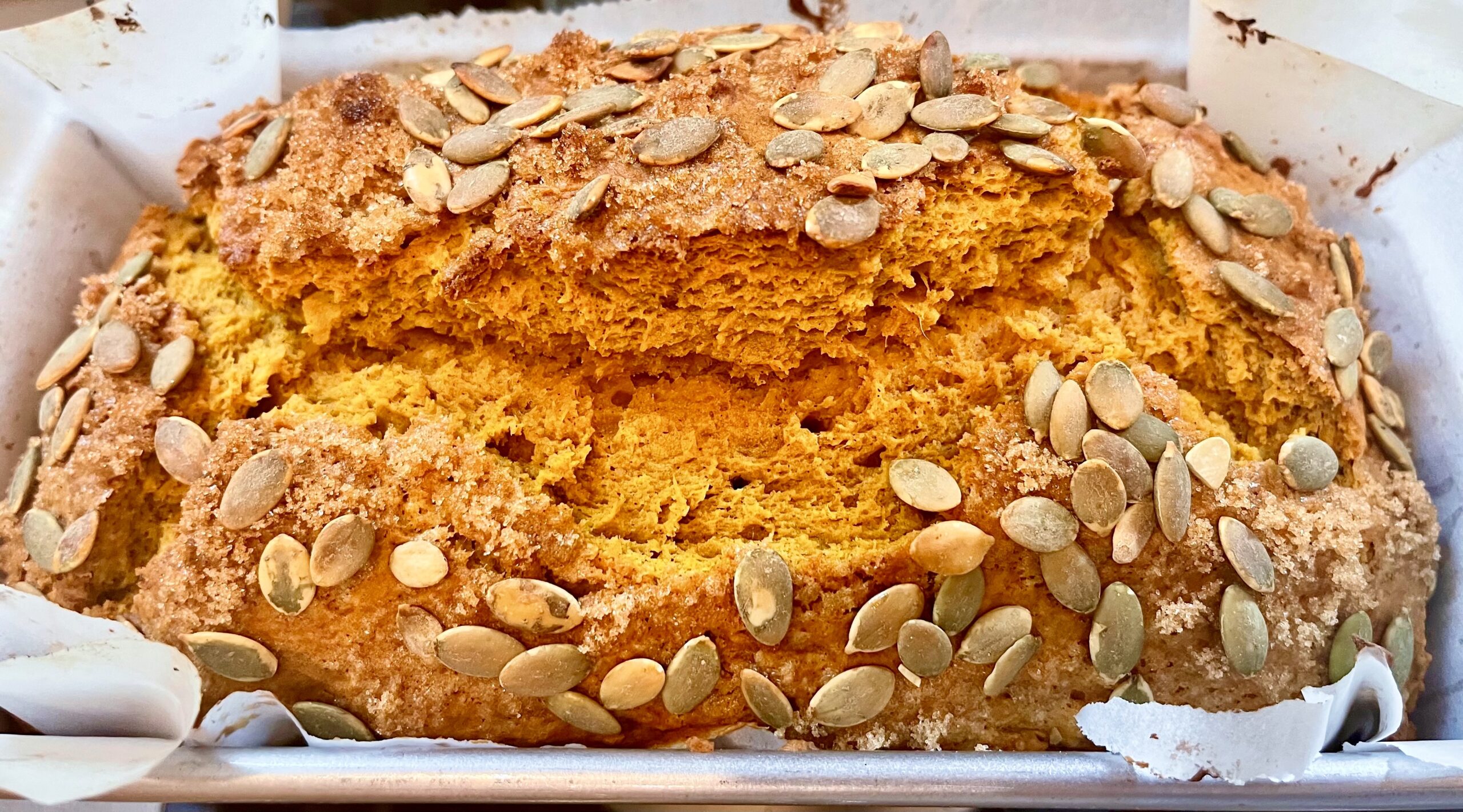 Pumpkin Bread in a loaf pan