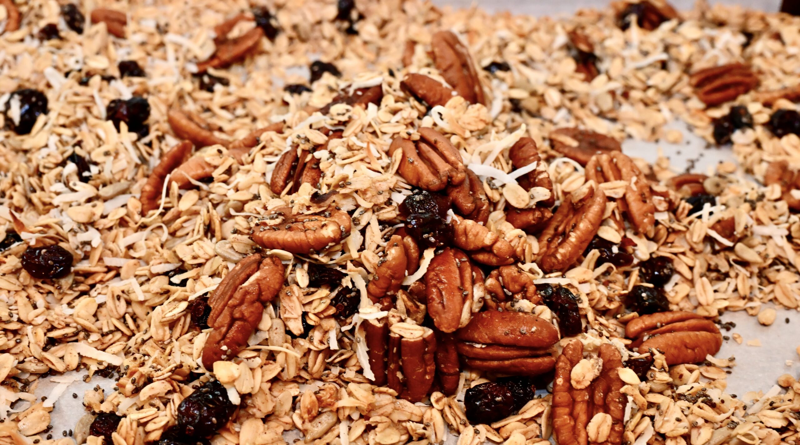 A photo of sheet pan of homemade granola